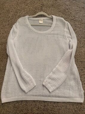Blair White Open-Knit Long Sleeve Swim Coverup